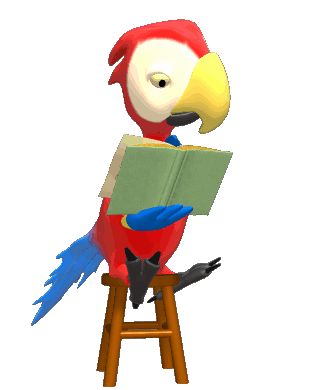 3d_animasi_parrot_reading_book
